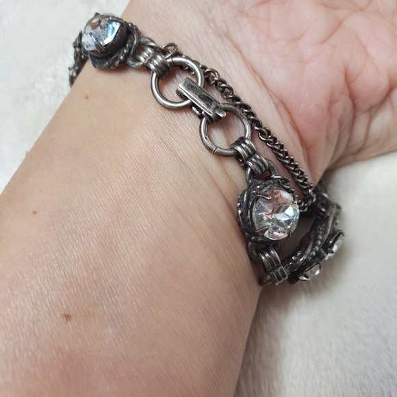 Kramer Vintage Bracelet Rhinestones Silver Toned - Picture 2 of 4